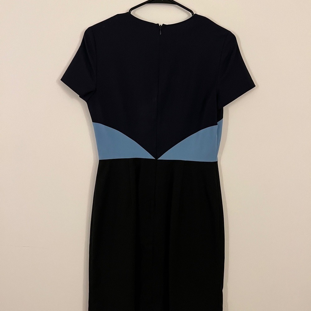 Diane con furstenberg colorblock navy blue shift work dress size 4 - Picture 4 of 5